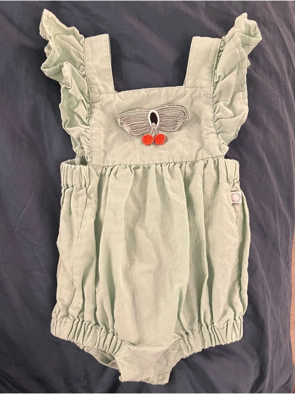 Stella McCartney Mint Green Ruffle Dragonfly Summer Romper Size 12 Months Baby